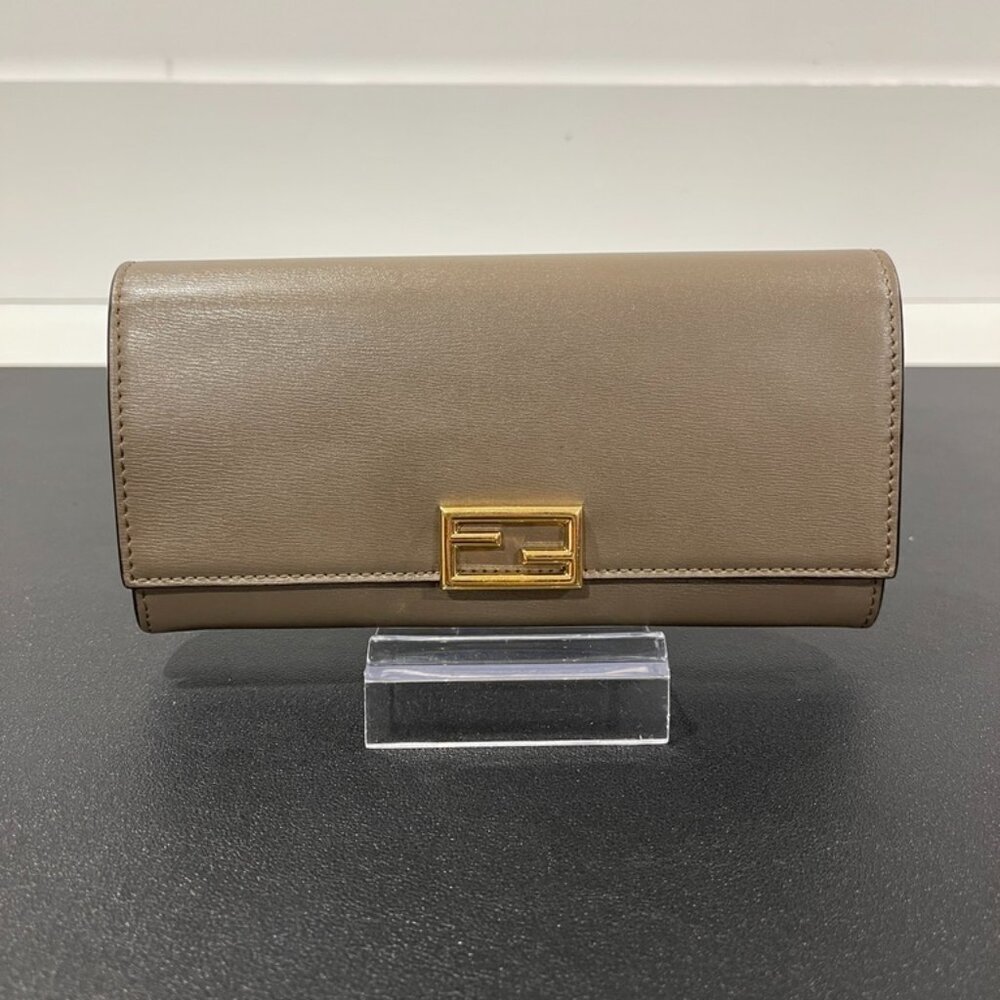 Fendi Continental Wallet Taupe with Gold Hardware (JB1433)